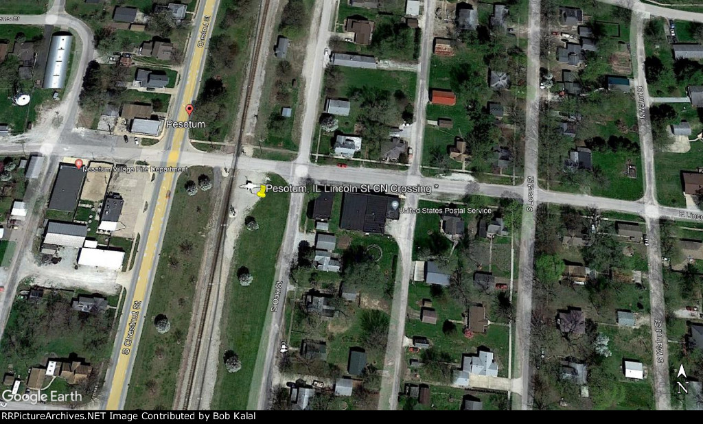 Pesotum, IL Lincoln St CN Crossing Aerial